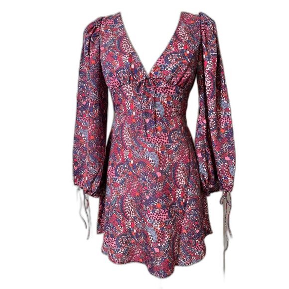 For Love and Lemons Long-Sleeve Floral Tonya Mini Dress Size XS NWT! $225 retail - Picture 5 of 10
